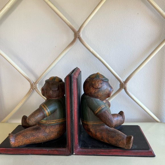 Vintage wooden bear bookends - Picture 9 of 11